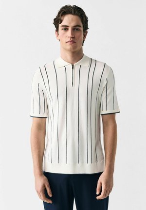 Next REGULAR FIT - SHORT SLEEVE VERTICAL STRIPE QUARTER ZIP - Polo shirt - white black