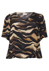 Kaffe Curve LANA  - Tricou cu imprimeu - black brown tiger print