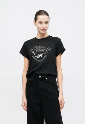 Guess LA STARS TEE - T-shirt print - schwarz