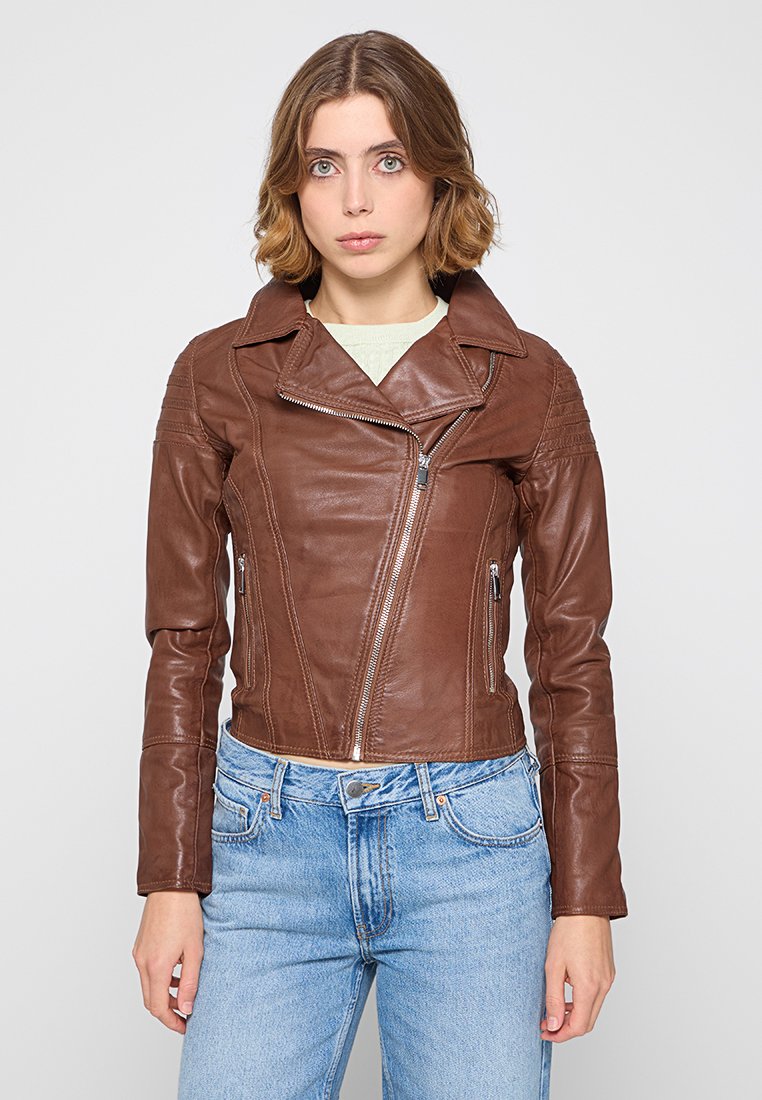 Le Temps Des Cerises Leren jas cognac Le Temps Des Cerises Leren jas cognac