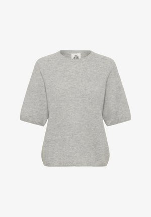 Helehall lühikeste varrukatega kampsun, valmistatud pehmest kootud kangast. Omab ümmargust kaelust ja soonikdetaili varrukatel ja äärel.