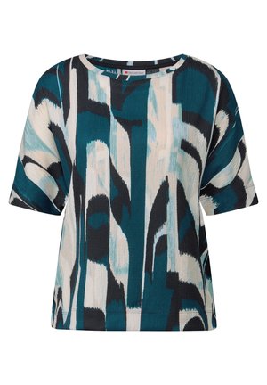 Street One GEMUSTERTES CRINKLE - T-Shirt print - türkis