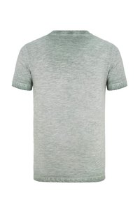 Lichtgroen, T-shirt met korte mouwen en ronde hals, voorzien van een gestructureerd, gemêleerd patroon en een rechte zoom aan de onderkant.
