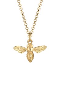 Guld bi vedhæng halskæde med detaljerede vinger og en tekstureret krop, hængende fra et kædedesign.
