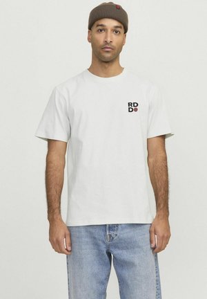 RUNDHALS - Print T-shirt - cloud dancer