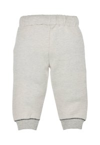 Helle graue Sweatpants mit einem elastischen Bund und Bündchen. Hergestellt aus einem weichen, strukturierten Stoff, mit einem schlichten Design ohne zusätzliche Details.