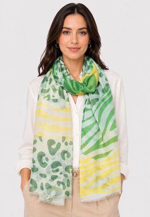 Faera, LEICHT TRANSPARENTER SCHAL FEINES MUSTER STREIFEN TIERDRUCK - Scarf - grün