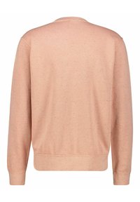 Světle růžová mikina s kulatým výstřihem, dlouhými rukávy a žebrovanými manžetami. Disponuje melírovanou strukturou a rovním lemem.