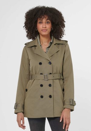 MADELEINE, WATTIERTE STEPP MIT TAILLENZUG - Trench - stone green