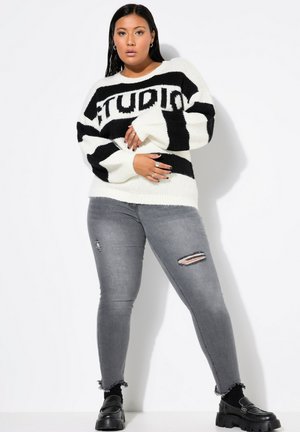 HIGH WAIST DESTROY-EFFEKTEN FRANSENSAUM - Skinny-Farkut - gray denim