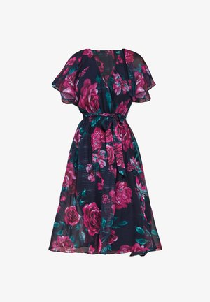 Goddiva, PRINTED A LINE FLUTTER SLEEVE MIDI - Vestito casual - schwarz
