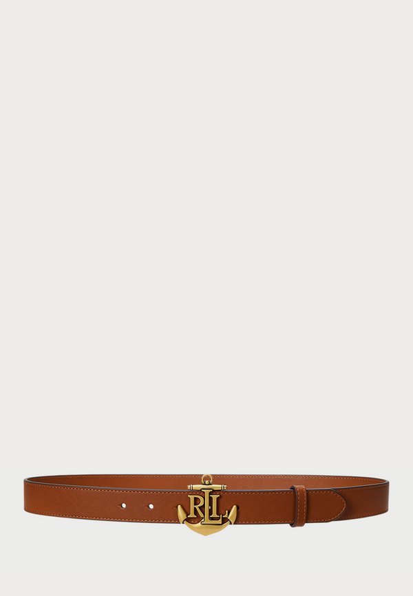 ANCHOR LOGO LEATHER SKINNY BELT - Belt - tan