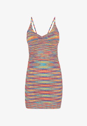 Värvikas kootud kleit, mis on keha kaudu vormiv. Omab õhukesi, reguleeritavaid rihmasid ja tekstureeritud, triibulist mustrit erksates värvides.