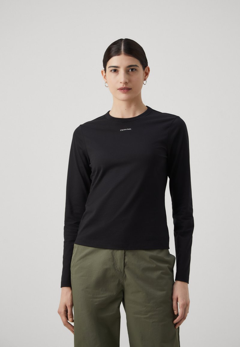 Calvin Klein NANO LOGO SLIM - Ilgarankovis viršutinės dalies drabužis - black