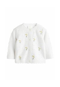 Next - REGULAR FIT POINTELLE KNITTED FLORAL FLOWER - Kardigán - white Miniatűr kép 1