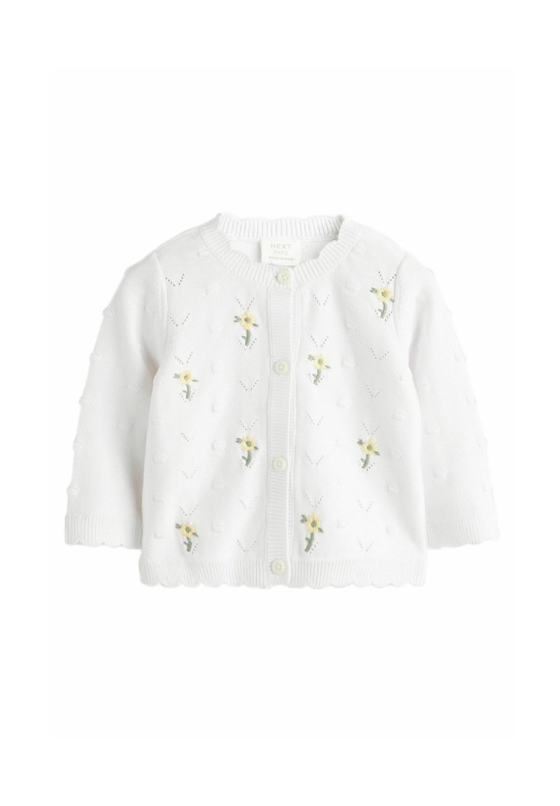 Next - REGULAR FIT POINTELLE KNITTED FLORAL FLOWER - Kardigán - white, Nagyítás