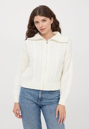 Terranova CON ZIP A TRECCE - Cardigan - bianco lana