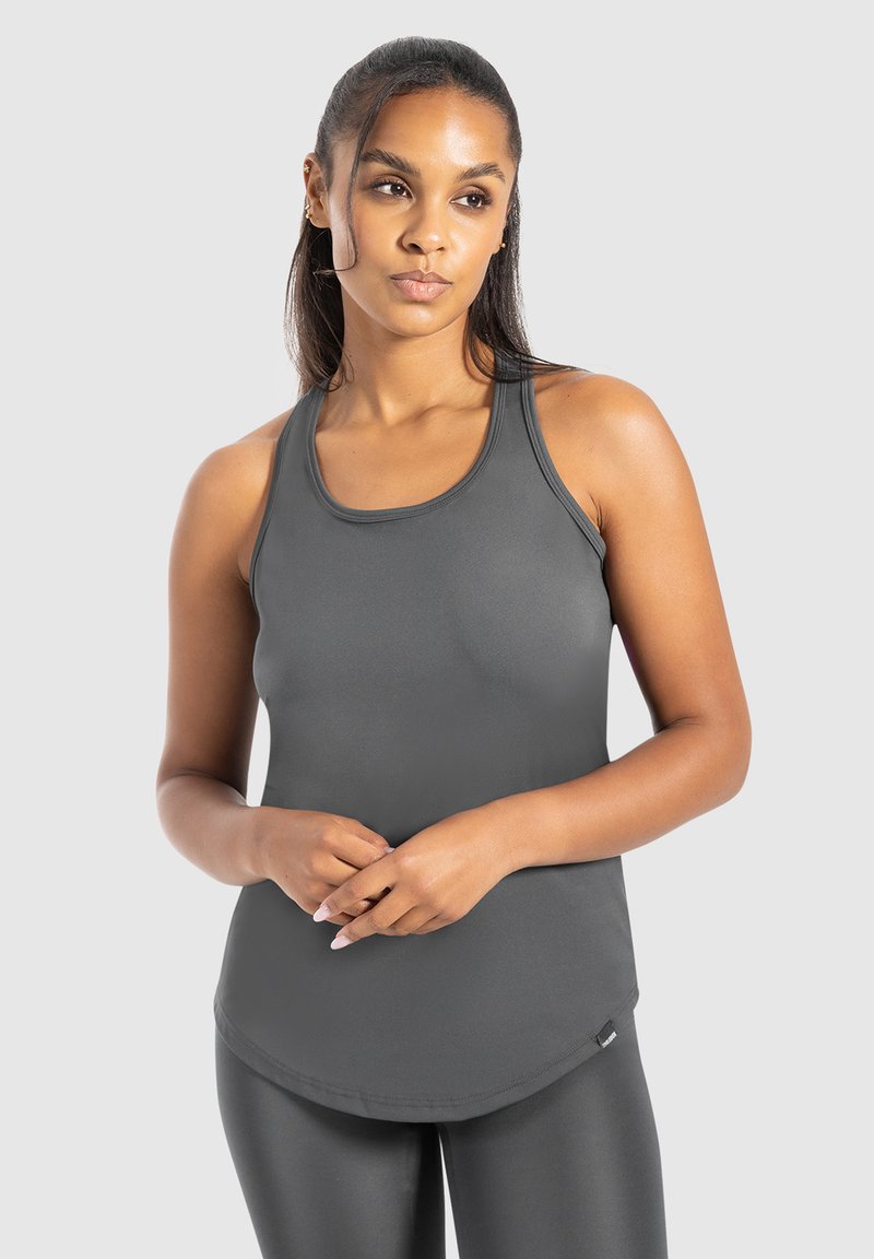 Smilodox MEGGY RACERBACK TOP - Linne - anthrazit