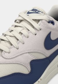 Nike tossud, millel on helehall sametülemus, sinised aktsendid, struktureeritud võrgutextuur ja valged paelad, ning sinine logo keele peal.