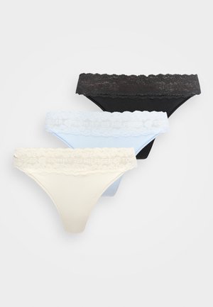 3-PACK DITSY LACE TANGA THONG - Stringtruse - breezy blue/ivory/black