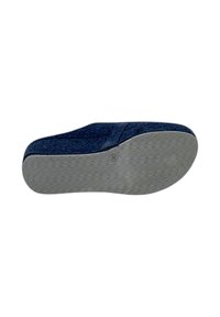 Calzature con tomaia in tessuto blu scuro, suola in gomma grigia textured e finitura liscia. Il design presenta un profilo basso.
