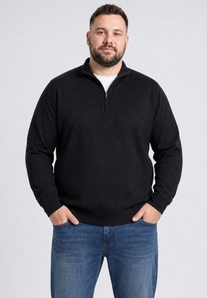 Petrol Industries, PLUS SIZE QUARTER-ZIP KNIT SWEATER STEELRIDGE - Trui - black