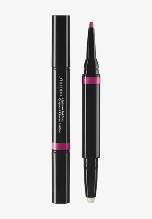 Black double-ended lip liner with pink band, one end a retractable pink lip pencil, the other a white blending tip.