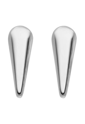 Ohrringe aus Sterling Silber in Form von verlängerten Tropfen, mit einer glatten, polierten Oberfläche und einem reflektierenden Finish sowie sich verjüngenden Rändern.