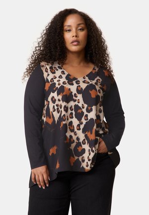Long sleeved top - black gemustert