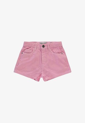 Roze katoenen shorts met een rechte zoom, voorzien van voorzakken, een enkele knoopsluiting en subtiele stiksel details.