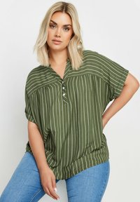 Yours Clothing STRIPE NOTCH NECK - Camicetta - green