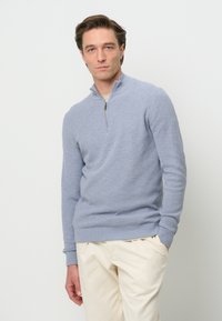 PROFUOMO THE STRUCTURE BASIC HALF ZIP - Stickad tröja - light blue