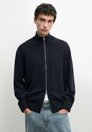Massimo Dutti, WOOL BLEND CARDIGAN WITH ZIP DETAIL - Cardigan - dark blue