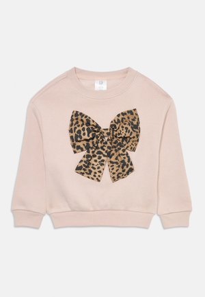 Roze sweatshirt met een grote luipaardprint strik op de voorkant. Zacht materiaal, lange mouwen en ribgebreide manchetten bij de hem en mouwen.