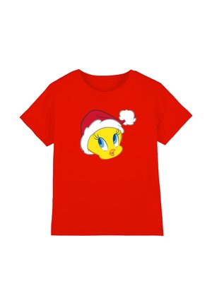 Cotton Soul, LOONEY TUNES TWEETY PIE SANTA HAT UNISEX - Print T-shirt - red