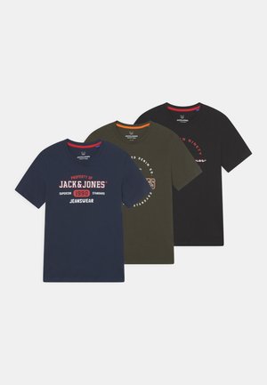 JJSTAMP 3 PACK - T-shirt print - black/rosin/navy