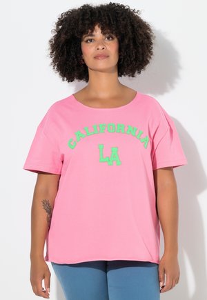 BOXY FIT, KURZARM, FROTTEE-SCHRIFTZUG - T-shirt imprimé - pale pink