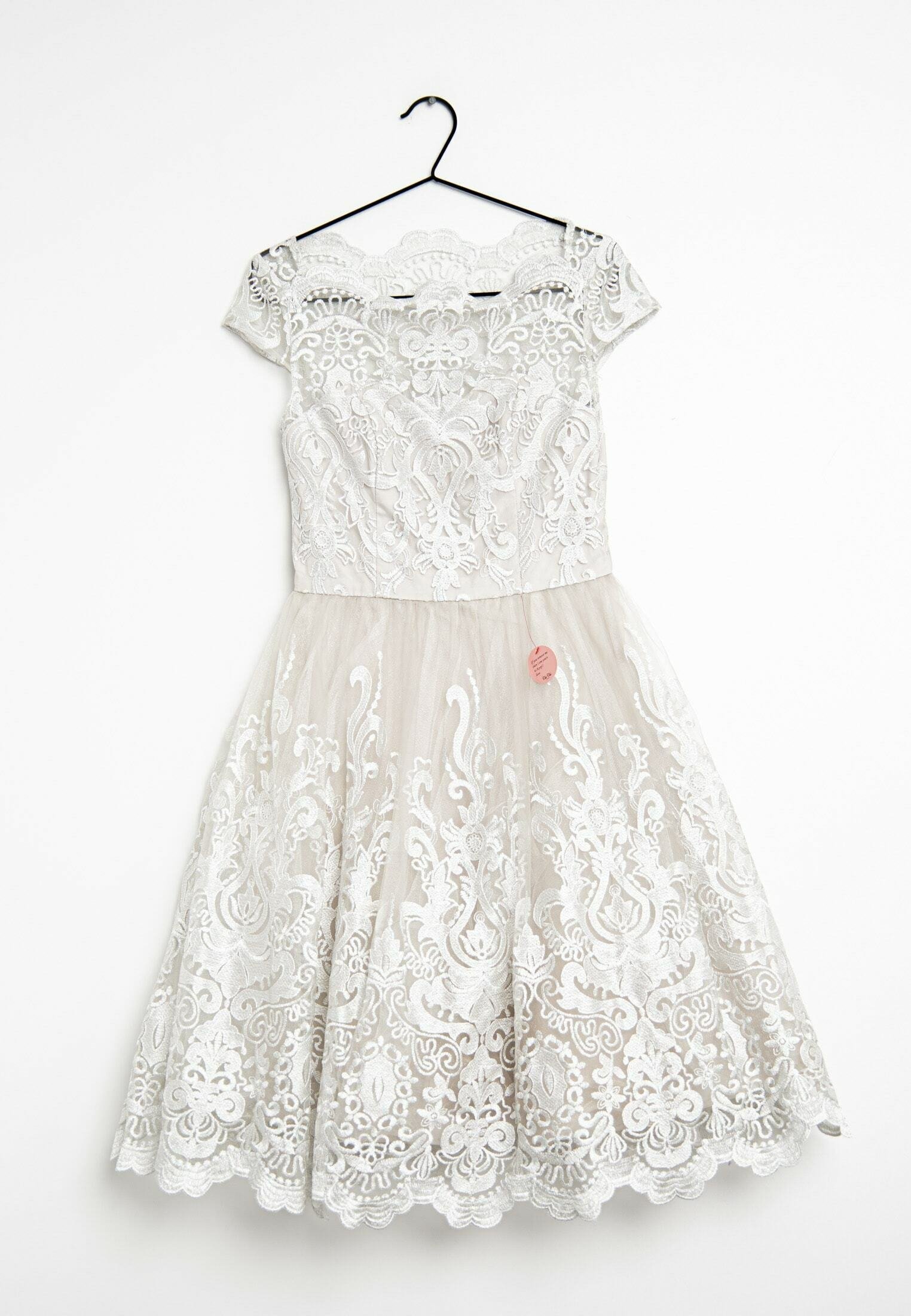 chinese dress ladies Lace Overlay Bodice Maxi Wedding Dress in White