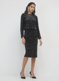 Calliope MIDI PAILLETTES - Jupe crayon - nero