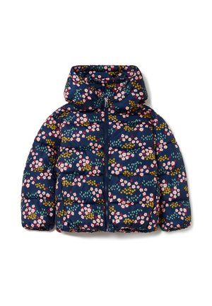 WITH SMALL FLOWERS PRINT - Winterjas - dark blue