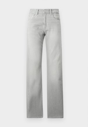 Lysegrå straight-leg jeans i denimstof. Har fem lommer, bæltestropper og lynlås med knaplukning. Klassisk snitdesign.