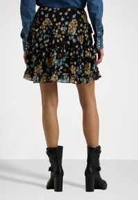 Lauren Ralph Lauren FLORAL RUFFLE TRIM GEORGETTE MINISKIRT - Minisukňa - black/multi