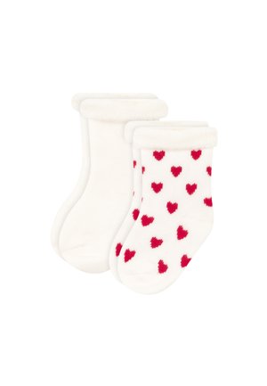 Petit Bateau BEBE COUCHE UNISEX 2 PACK - Κάλτσες - white/red