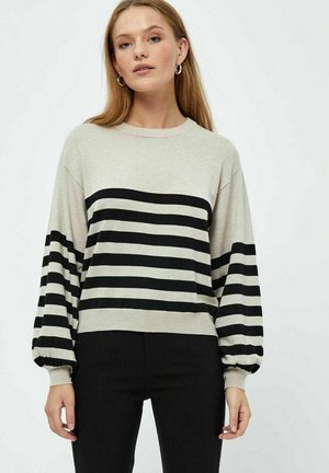 MIMSPERLA STRIPED KNIT PULLOVER - Maglione - s sand gray stripe