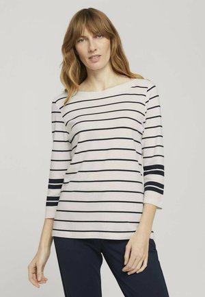Long sleeved top - navy irregular stripe