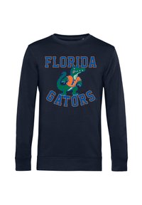 Felpa a maniche lunghe blu navy con una grafica di un alligatore arancione e verde con il testo "FLORIDA GATORS" sopra e sotto.