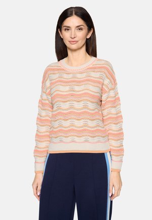 MIT RUNDHALSAUSSCHNITT PULLOVER - Jumper - cream orange