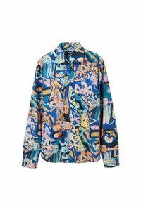 Kleurvol overhemd met knopen, voorzien van een abstract patroon in blauw, oranje, roze en groen. Lange mouwen, kraag en rechte zoom.