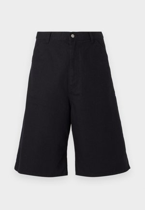 Zwarte katoenen shorts met een rechte snit, voorzien van zijzakken, een knoopsluiting en een textuur die geschikt is voor casual dragen.