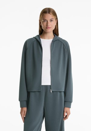 OYSHO HOODED RIB - Kardigán - mottled grey